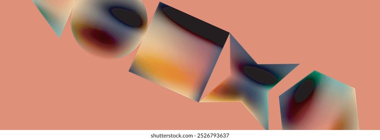 Neon color geometric shapes square triangle circle abstract background. Vector Illustration For Wallpaper, Banner, Background, Card, Book Illustration, landing page