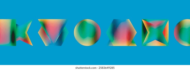 Neon color geometric shapes square triangle circle abstract background. Vector Illustration For Wallpaper, Banner, Background, Card, Book Illustration, landing page