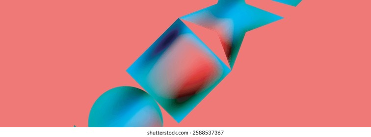 Neon color geometric shapes square triangle circle abstract background. Vector Illustration For Wallpaper, Banner, Background, Card, Book Illustration, landing page