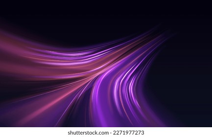 Neon color glowing lines background, high-speed light trails effect. Futuristic dynamic motion technology.	