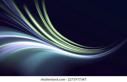 Neon color glowing lines background, high-speed light trails effect. Futuristic dynamic motion technology.	