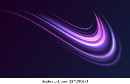 Neon color glowing lines background, high-speed light trails effect. Futuristic dynamic motion technology.