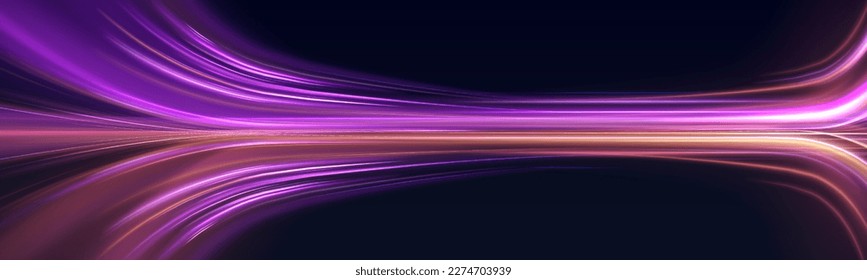 Neon color glowing lines background, high-speed light trails effect. Futuristic dynamic motion technology.	