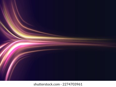 Neon color glowing lines background, high-speed light trails effect. Futuristic dynamic motion technology.	