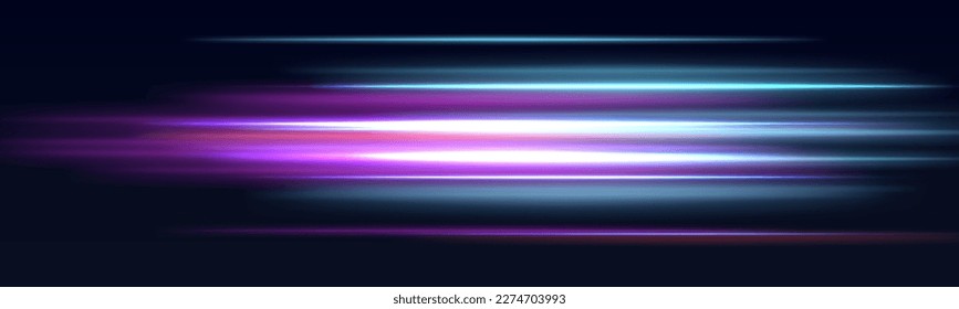 Fondo de líneas brillantes de color neón, efecto de trazas de luz de alta velocidad. Tecnología de movimiento dinámico futurista.	