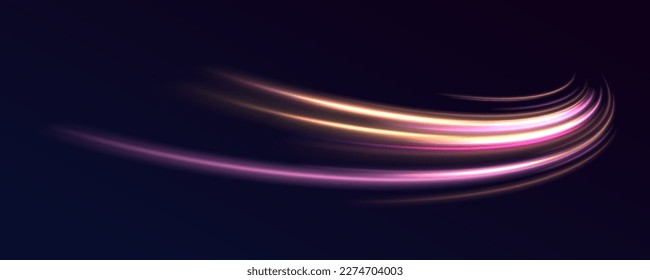 Neon color glowing lines background, high-speed light trails effect. Futuristic dynamic motion technology.	