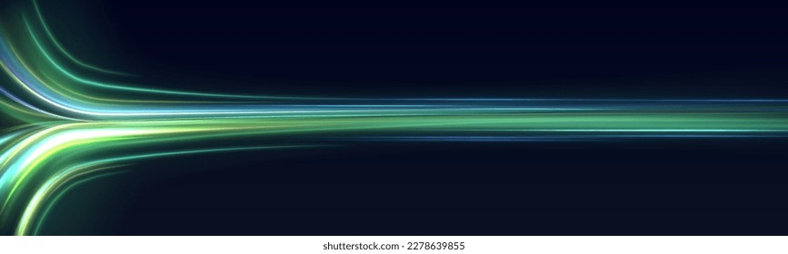 Neon color glowing lines background, high-speed light trails effect. Futuristic dynamic motion technology.	