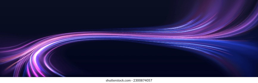 Fondo de líneas brillantes de color neón, efecto de trazas de luz de alta velocidad. Tecnología de movimiento dinámico futurista.	