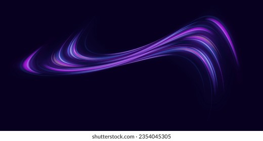 Neon color glowing lines background, high-speed light trails effect. Futuristic dynamic motion technology.