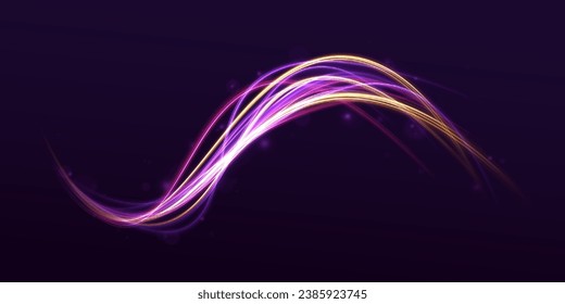 Neon color glowing lines background, high-speed light trails effect. Big data traffic visualization, dynamic high speed data streaming traffic.	