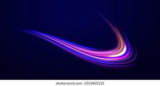 Neon color glowing lines background, Glowing wave swirl, impulse cable lines. High-speed light trails effect. Futuristic dynamic motion technology. Png, neon, line, blur, beam, ray, abstract, energy, 