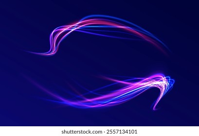Neon color glowing lines background, Glowing wave swirl, impulse cable lines. High-speed light trails effect. Futuristic dynamic motion technology. Png, neon, line, blur, beam, ray, abstract, energy, 