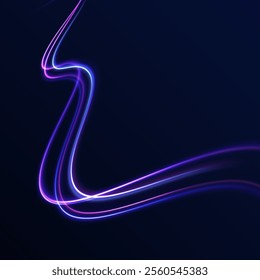 Neon color glowing lines background, Glowing wave swirl, impulse cable lines. High-speed light trails effect. Futuristic dynamic motion technology. Png, neon, line, blur, beam, ray, abstract, energy, 