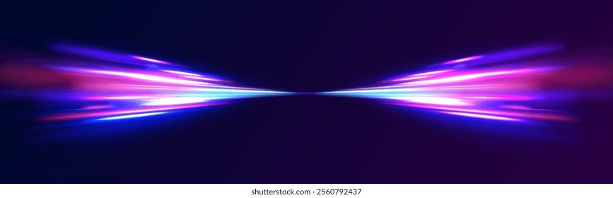 Neon color glowing lines background, Glowing wave swirl, impulse cable lines. High-speed light trails effect. Futuristic dynamic motion technology. Png, neon, line, blur, beam, ray, abstract, energy, 