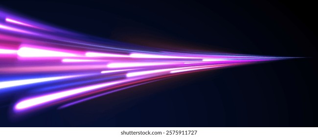 Neon color glowing lines background, Glowing wave swirl, impulse cable lines. High-speed light trails effect. Futuristic dynamic motion technology. Png, neon, line, blur, beam, ray, abstract, energy, 