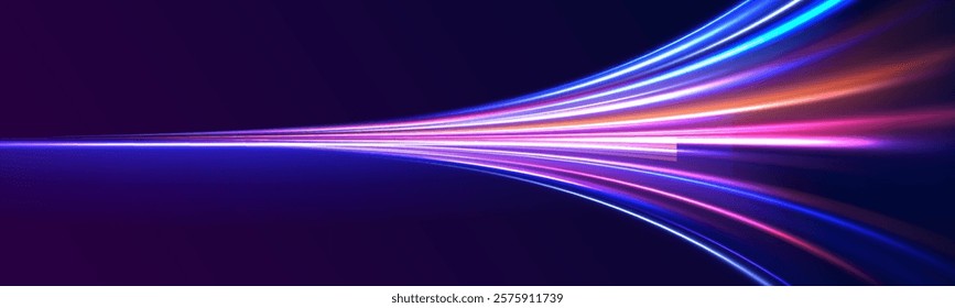 Neon color glowing lines background, Glowing wave swirl, impulse cable lines. High-speed light trails effect. Futuristic dynamic motion technology. Png, neon, line, blur, beam, ray, abstract, energy, 