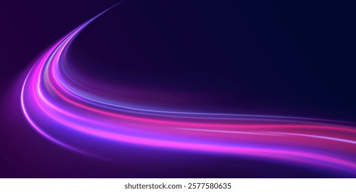 Neon color glowing lines background, Glowing wave swirl, impulse cable lines. High-speed light trails effect. Futuristic dynamic motion technology. Png, neon, line, blur, beam, ray, abstract, energy, 