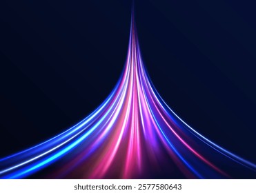 Neon color glowing lines background, Glowing wave swirl, impulse cable lines. High-speed light trails effect. Futuristic dynamic motion technology. Png, neon, line, blur, beam, ray, abstract, energy, 