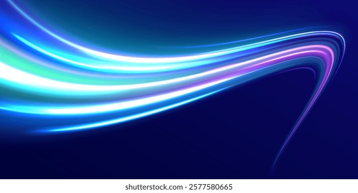 Neon color glowing lines background, Glowing wave swirl, impulse cable lines. High-speed light trails effect. Futuristic dynamic motion technology. Png, neon, line, blur, beam, ray, abstract, energy, 