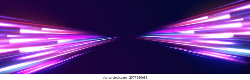 Neon color glowing lines background, Glowing wave swirl, impulse cable lines. High-speed light trails effect. Futuristic dynamic motion technology. Png, neon, line, blur, beam, ray, abstract, energy, 