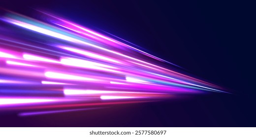 Neon color glowing lines background, Glowing wave swirl, impulse cable lines. High-speed light trails effect. Futuristic dynamic motion technology. Png, neon, line, blur, beam, ray, abstract, energy, 