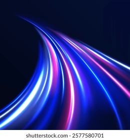 Neon color glowing lines background, Glowing wave swirl, impulse cable lines. High-speed light trails effect. Futuristic dynamic motion technology. Png, neon, line, blur, beam, ray, abstract, energy, 