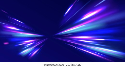 Neon color glowing lines background, Glowing wave swirl, impulse cable lines. High-speed light trails effect. Futuristic dynamic motion technology. Png, neon, line, blur, beam, ray, abstract, energy, 