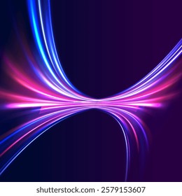 Neon color glowing lines background, Glowing wave swirl, impulse cable lines. High-speed light trails effect. Futuristic dynamic motion technology. Png, neon, line, blur, beam, ray, abstract, energy, 