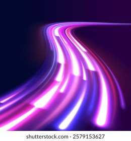 Neon color glowing lines background, Glowing wave swirl, impulse cable lines. High-speed light trails effect. Futuristic dynamic motion technology. Png, neon, line, blur, beam, ray, abstract, energy, 