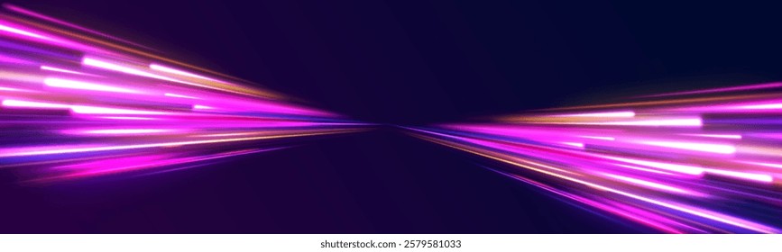 Neon color glowing lines background, Glowing wave swirl, impulse cable lines. High-speed light trails effect. Futuristic dynamic motion technology. Png, neon, line, blur, beam, ray, abstract, energy, 