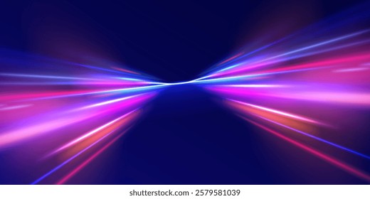 Neon color glowing lines background, Glowing wave swirl, impulse cable lines. High-speed light trails effect. Futuristic dynamic motion technology. Png, neon, line, blur, beam, ray, abstract, energy, 