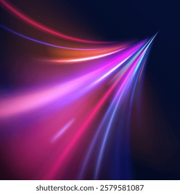 Neon color glowing lines background, Glowing wave swirl, impulse cable lines. High-speed light trails effect. Futuristic dynamic motion technology. Png, neon, line, blur, beam, ray, abstract, energy, 