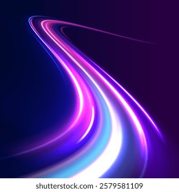 Neon color glowing lines background, Glowing wave swirl, impulse cable lines. High-speed light trails effect. Futuristic dynamic motion technology. Png, neon, line, blur, beam, ray, abstract, energy, 
