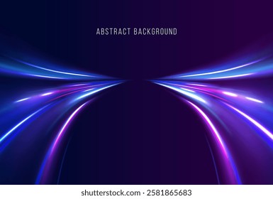 Neon color glowing lines background, Glowing wave swirl, impulse cable lines. High-speed light trails effect. Futuristic dynamic motion technology. Png, neon, line, blur, beam, ray, abstract, energy, 
