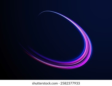 Neon color glowing lines background, Glowing wave swirl, impulse cable lines. High-speed light trails effect. Futuristic dynamic motion technology. Png, neon, line, blur, beam, ray, abstract, energy, 