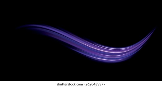 Neon color glowing lines background, high-speed light trails effect. Modern abstract high-speed light motion effect on black background. Light motion effect, slow shutter of traffic.