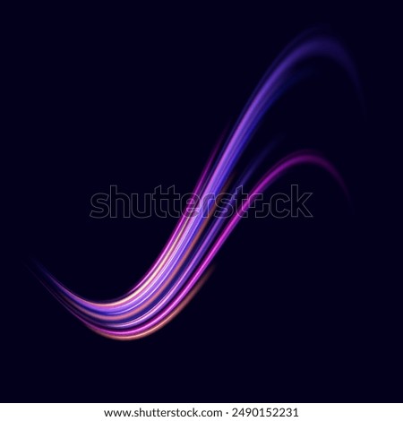 Neon color glowing lines background, high-speed light trails effect. Modern abstract high-speed light motion effect on black background. Light motion effect, slow shutter of traffic.