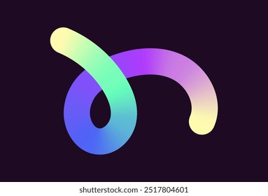 Líneas de garabato de degradado de color neón. Banda de garabatos con Elementos ondulados. Formas coloridas dinámicas orgánicas Abstractas sobre fondo oscuro