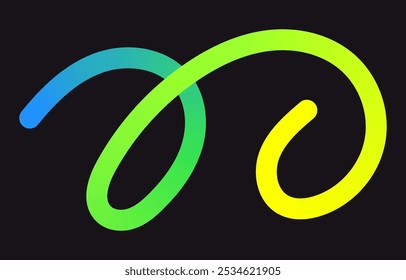 Líneas de garabato de degradado de color neón. Banda de garabatos con Elementos ondulados. Formas coloridas dinámicas orgánicas Abstractas sobre fondo oscuro