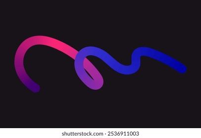 Líneas de garabato de degradado de color neón. Banda de garabatos con Elementos ondulados. Formas coloridas dinámicas orgánicas Abstractas sobre fondo oscuro