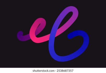 Líneas de garabato de degradado de color neón. Banda de garabatos con Elementos ondulados. Formas coloridas dinámicas orgánicas Abstractas sobre fondo oscuro