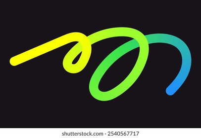 Líneas de garabato de degradado de color neón. Banda de garabatos con Elementos ondulados. Formas coloridas dinámicas orgánicas Abstractas sobre fondo oscuro