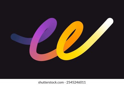 Neon Color Gradient squiggle lines. Scribble stripe with wavy elements. Abstract organic dynamic colorful Shapes on dark background