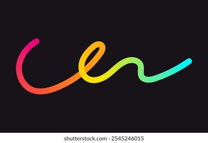 Linhas de gradiente de cor de néon. Faixa de rabisco com elementos ondulados. Abstrato orgânico dinâmico colorido Formas no fundo escuro