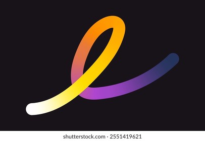 Neon Color Gradient squiggle lines. Scribble stripe with wavy elements. Abstract organic dynamic colorful Shapes on dark background