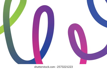 Neon Color Gradient squiggle lines. Scribble stripe with wavy elements. Abstract organic dynamic colorful Shapes on dark background