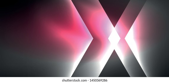 Neon color hexagon shapes, lines on black background. Modern template for web backdrop design. Abstract geometric frame. Vector futuristic template background.