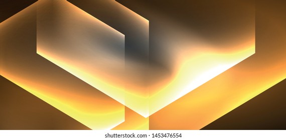 Neon color hexagon shapes, lines on black background. Modern template for web backdrop design. Abstract geometric frame. Vector futuristic template background.