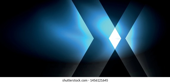 Neon color hexagon shapes, lines on black background. Modern template for web backdrop design. Abstract geometric frame. Vector futuristic template background.