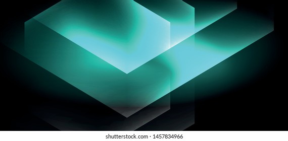 Neon color hexagon shapes, lines on black background. Modern template for web backdrop design. Abstract geometric frame. Vector futuristic template background.